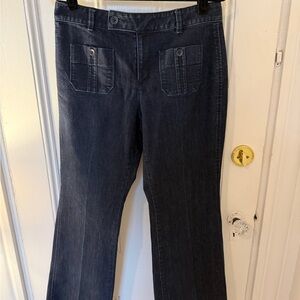 LOFT Curvy Flare Dark Blue Jeans